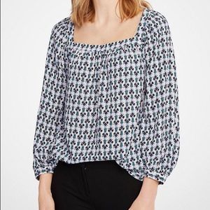 Ann Taylor floral square neck blouse